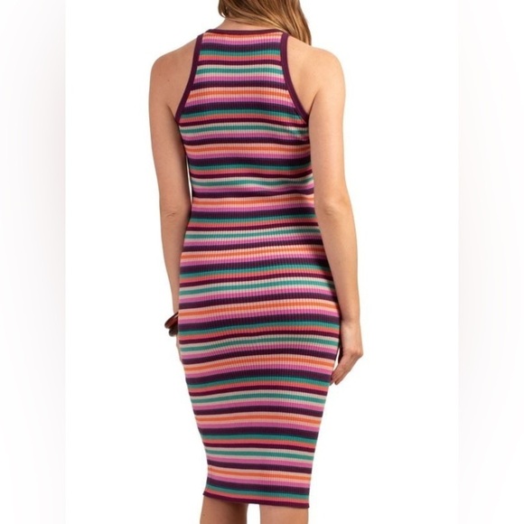 Trina Turk Blue Point Striped Bodycon Midi Dress - Picture 2 of 9